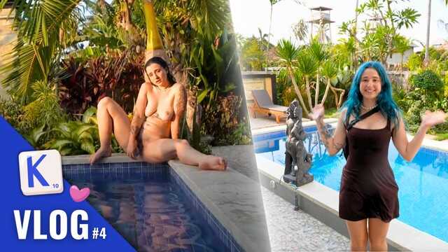 Elle 情不自禁……带着一个大假阳具 'Love To Love' 在泳池 - 法国 Vlog 巴厘岛