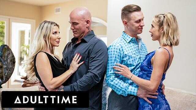 ADULT TIME - 饥渴闺蜜 Ashley Fires 和 Aiden Ashley 在全换伴四人 orgy 中交换丈夫！