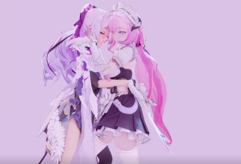 粉色危险迷人的女仆妖精鸭