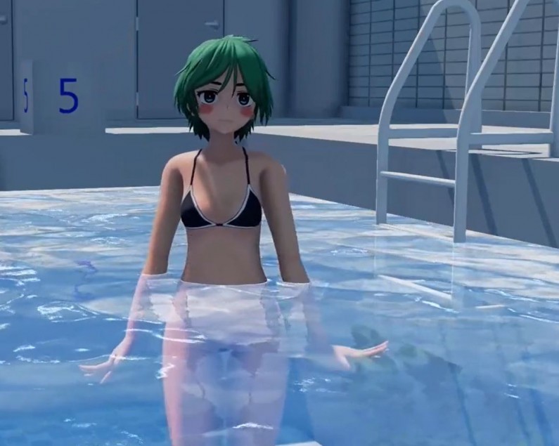 水着が脱げて下半身丸出し