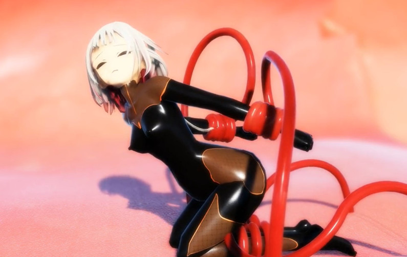 ONEちゃんで 膝立てバック内部からイボイボ触手ボテ腹