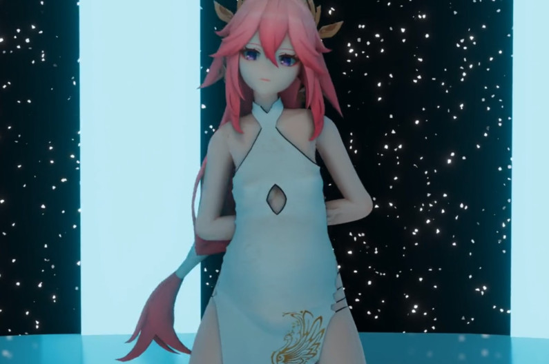 mmd blender 大喜 八重神子 (布料)(掉衣服)