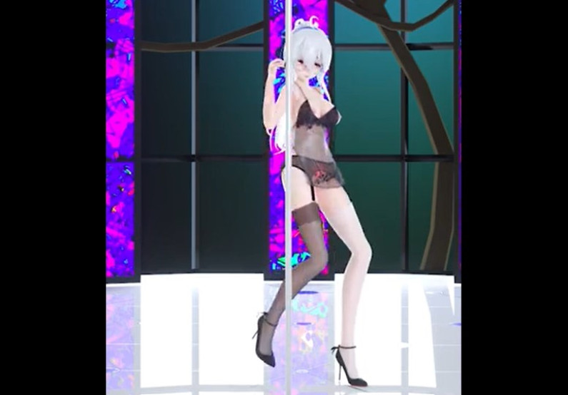 ラブランジェリー白黒ストッキング弱音淫乱ポールダンス